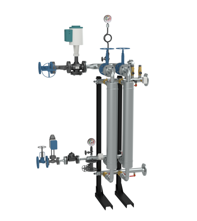 Un spivap Spirec, une unité de chauffage qui utilise la vapeur pour chauffer l’eau de chauffage et l’eau primaire du préparateur d’ECS